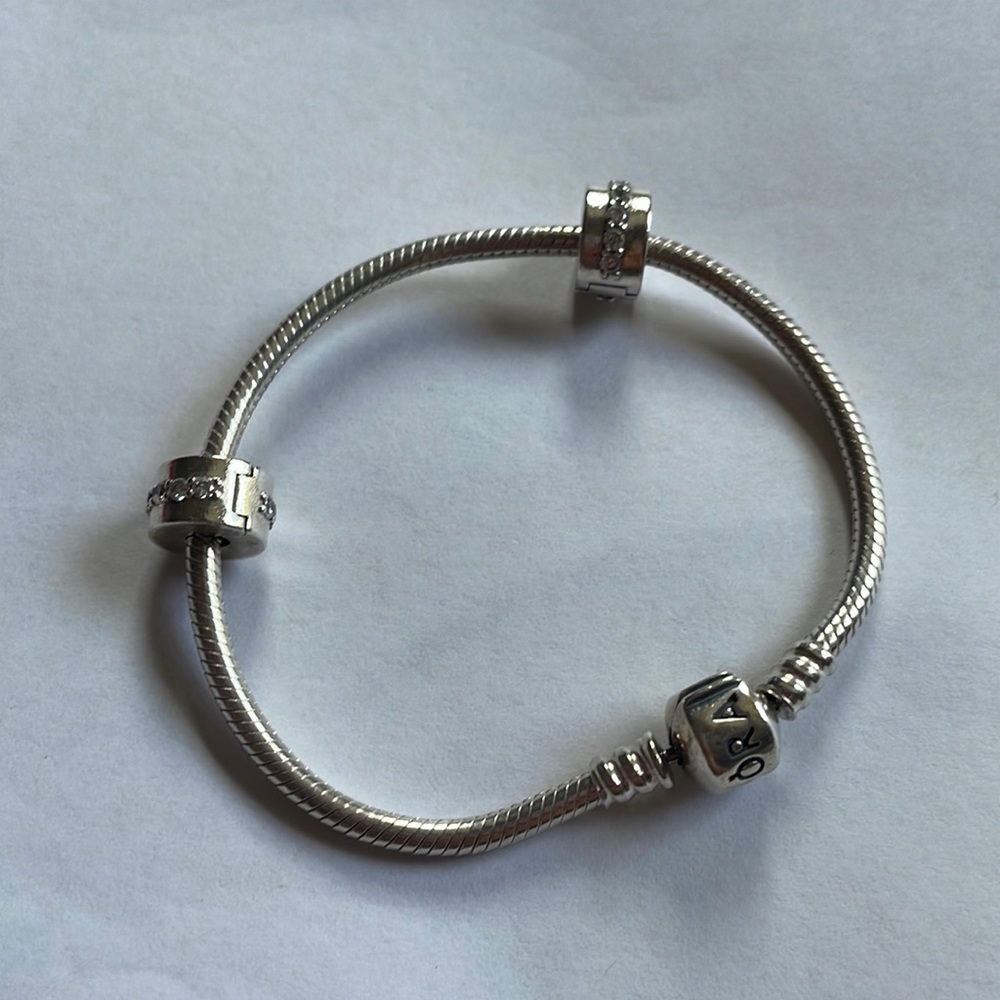 Pandora Moments Sterling Silver Charm Bracelet with CZ Clips